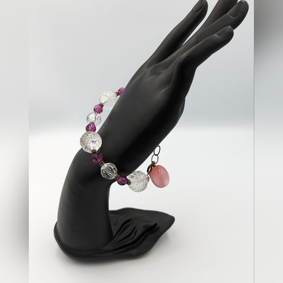 Beautiful Vintage Lucite beads 925 clasp bracelet - Picture 9 of 12